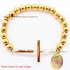 8mm Random Three-Color Bead Stainless Steel Handcrafted Cross Bracelet