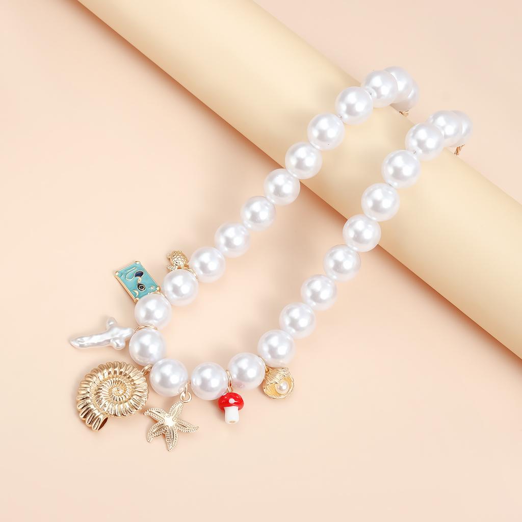 Muschel Seestern Schlüsselbein Anhänger Simulation Perlenkette Schmuck Strandurlaub Statement Halskette