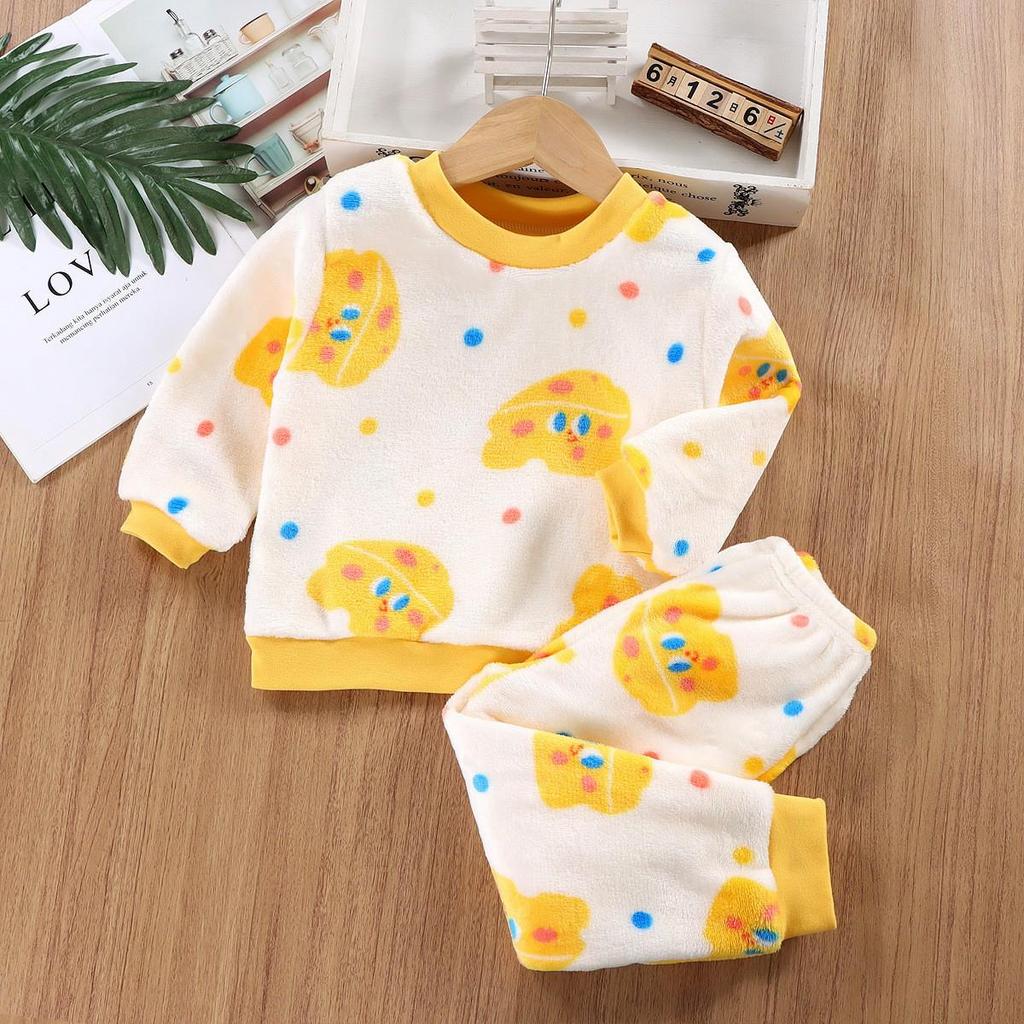 Thick Warm Flannel Pajama Set for Toddlers - Boys & Girls, Autumn/Winter Collection