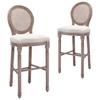 Vidaxl Bar Stools, 2 Pcs, White, Linen