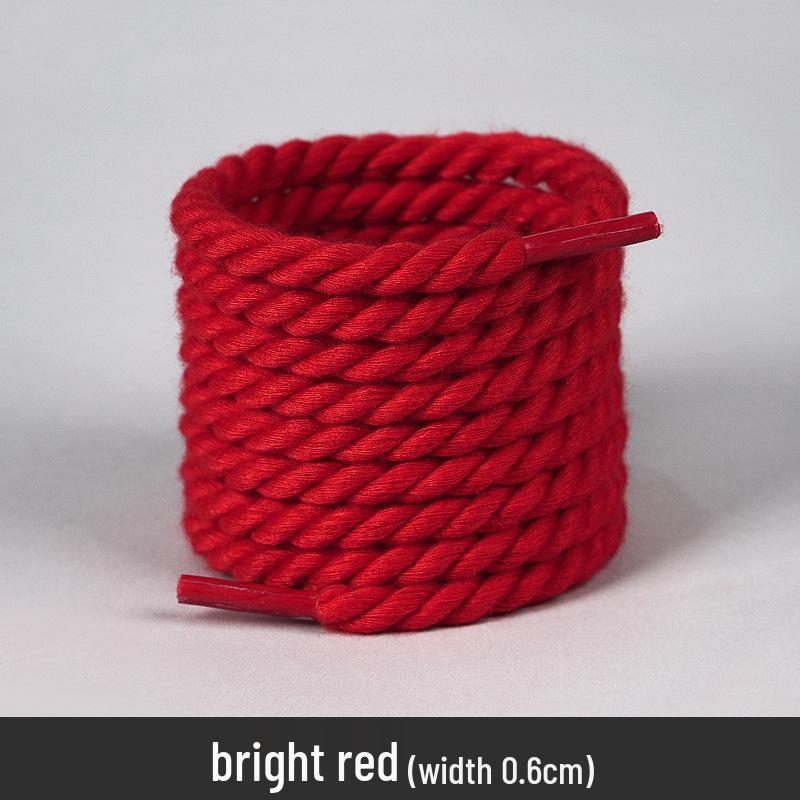 White Polyester Cotton Three-Strand Round Shoelaces - Versatile for Casual or Board Shoes (Pair)