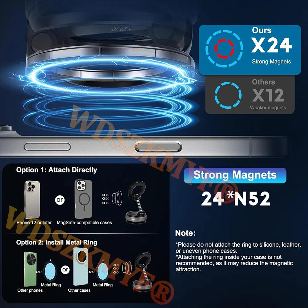 Vacuum/Drip Gel Magnet Phone Bracket Multi-angles Adjustment Strong Magnetic Suck Design Foldable Car Holder For Navigation