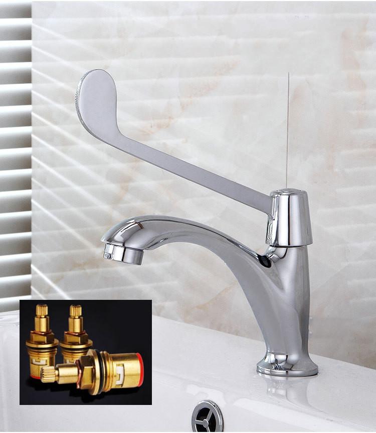 Rubinetto per Lavabo Ospedaliero Monoforo Freddo Manico Lungo Ottone Cromato Rubinetto per Lavabo Ospedaliero Rubinetto Ospedaliero Rubinetto Pubblico