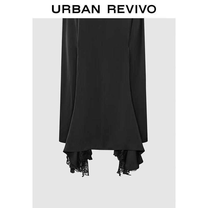 UR 2025 Spring Modern City Patchwork Cowl Neck Sling Dress