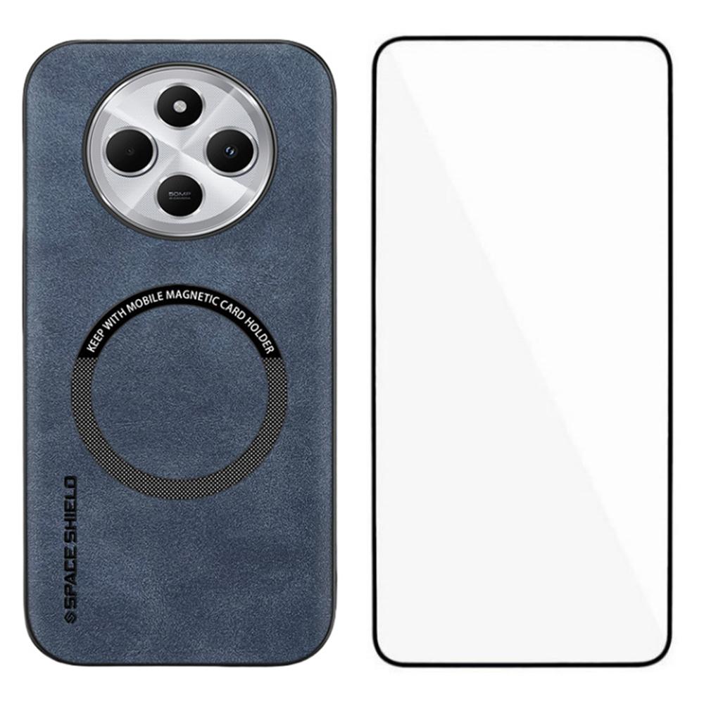 WANLONFENG YBP Series Magnetic Case with Tempered Glass Film For Xiaomi Redmi 14C 4G/14R 5G/Poco C75 4G PU+TPU Phone Cover Large Cutout