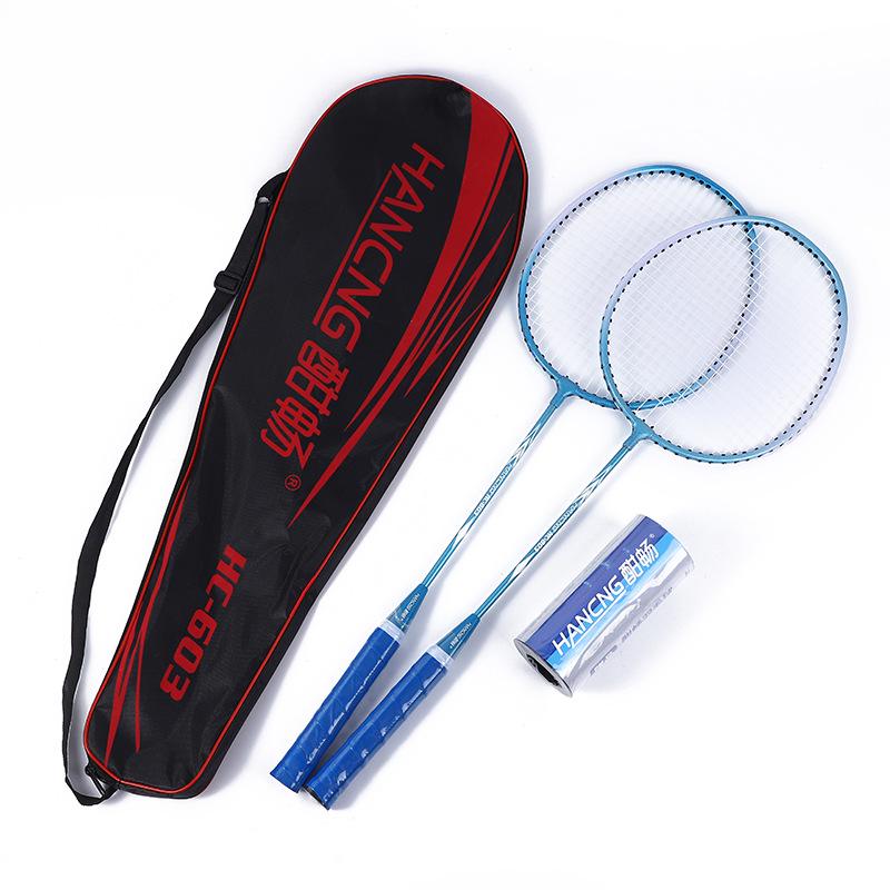 Custom Smooth Lightweight Iron Alloy Detachable Badminton Racket Set for Adults