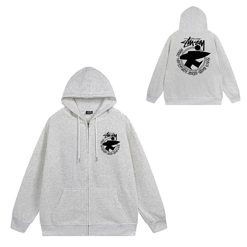 Trendy brand zipper hooded autumn and winter new letter flame pai jiu couple coat