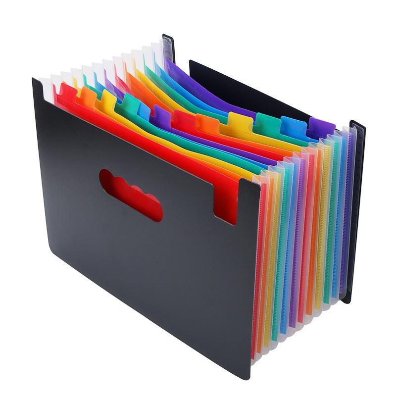 Student A4 Rainbow Test Paper Accordion Folder with Round Cover, 12/24 Grids Portable