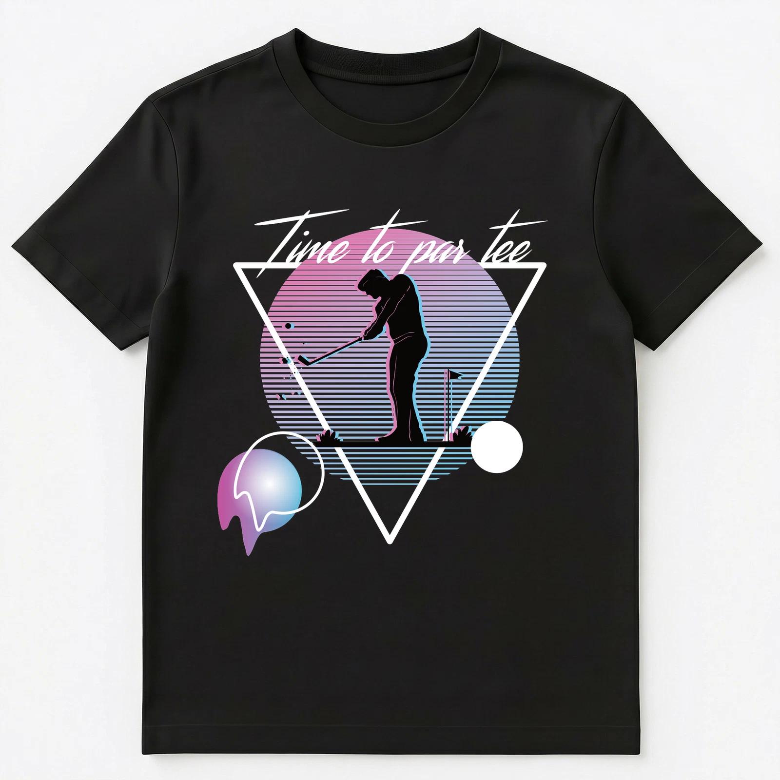 

Time To Par Tee Golf Party Pun Vaporwave Aesthetic Art Style Unisex T-Shirt 3XL