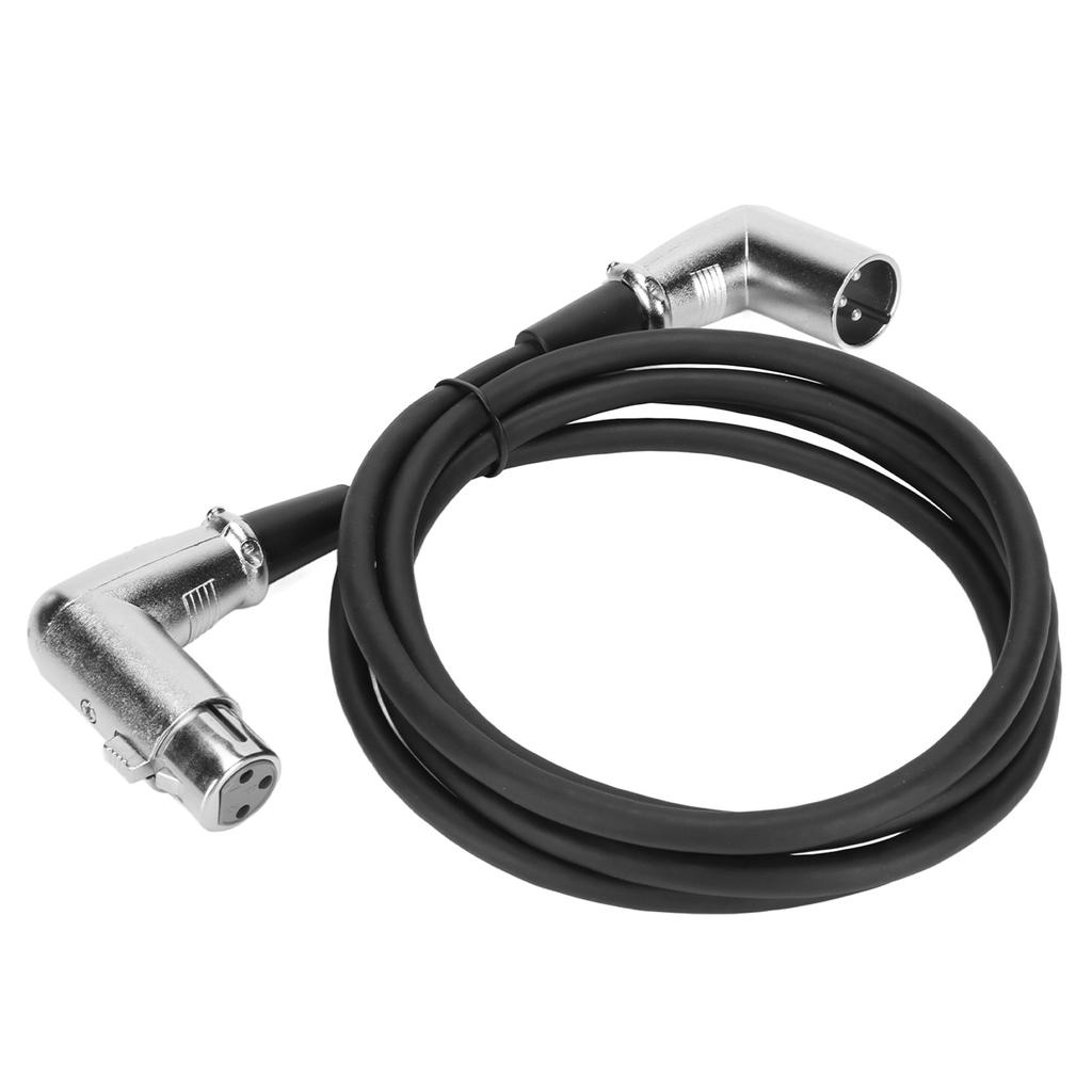 XLR Male to Female Cable 3 Pin Silver Plated Right Angle Noiseless Lossless XLR Sound Cord for Microphone Speaker 4.9ft
