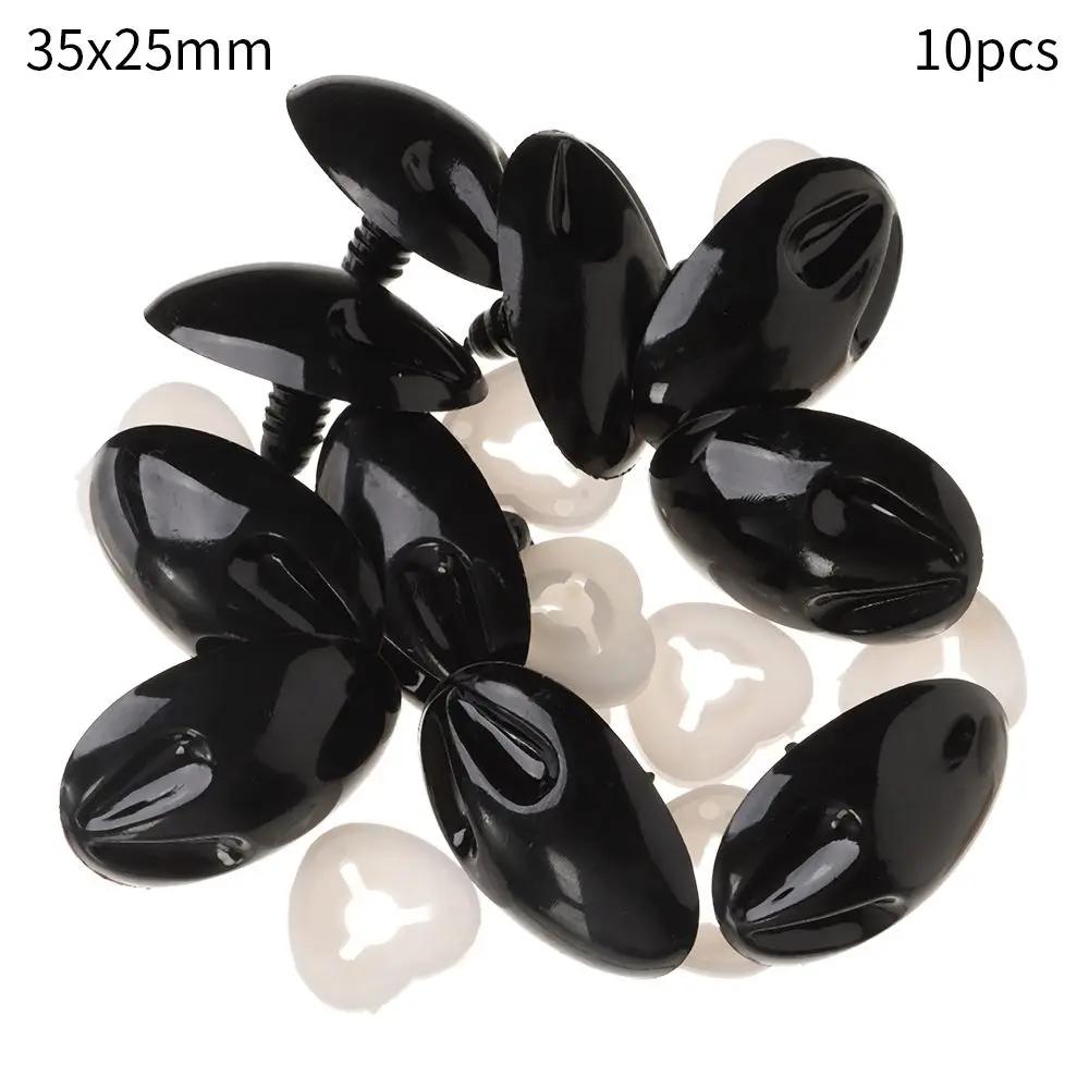 10Pcs Plastic Black Oval Safety Noses Doll Animal Dog Noses for Bear Stuffed Toys DIY Craft Wool Felting Accessories