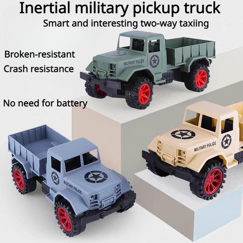 New Large Children's Inertia Military Truck Pickup Truck Big Truck Baby Car Model Toy Children's Birthday Present Puzzle Toys