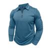 Men's Sports Polo Shirt Fashion Solid Colour Men's Long-Sleeved Zip-Up Collar Top