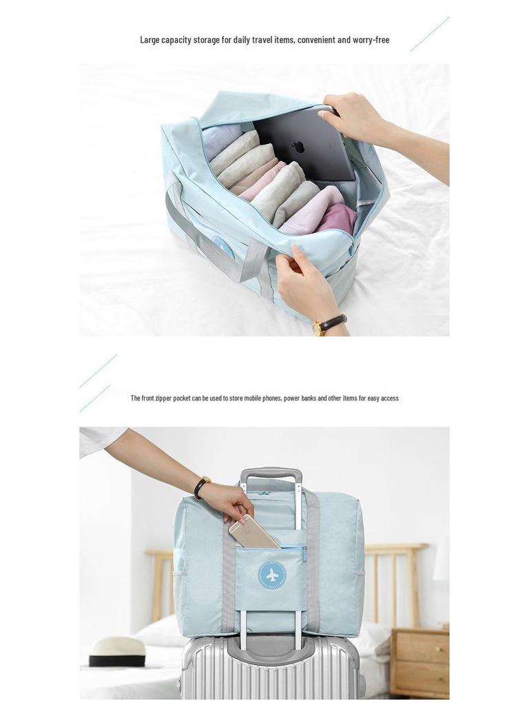 Women’s Foldable Large Capacity Travel Bag: Maternity Handbag, Portable Storage with Round Label, Airplane-Friendly.