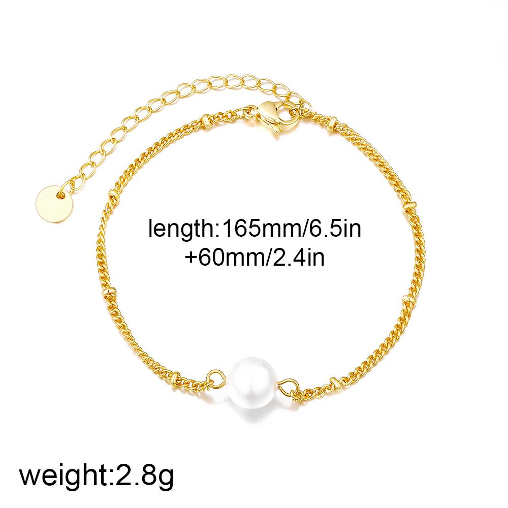 New Minimalist Single Imitation Pearl Bracelet Stainless Steel Hypoallergenic Chain Bead Bracelets Elegant Jewelry Gift for Her