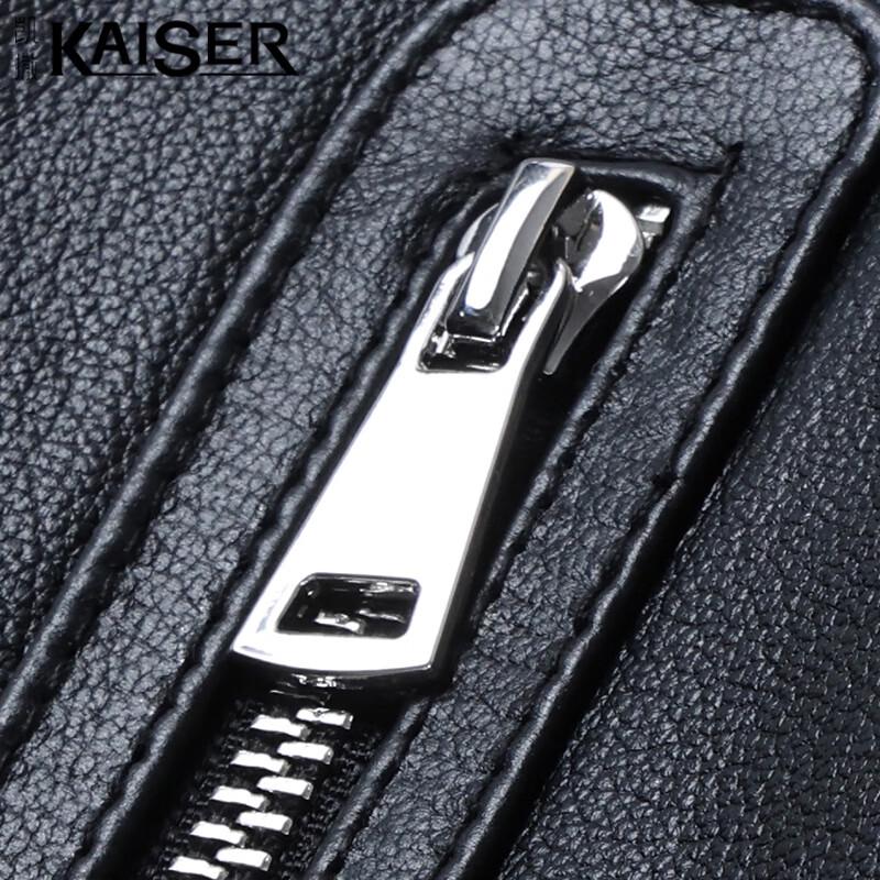 KAISER Men's Hooded Textured Cowhide Leather Jacket