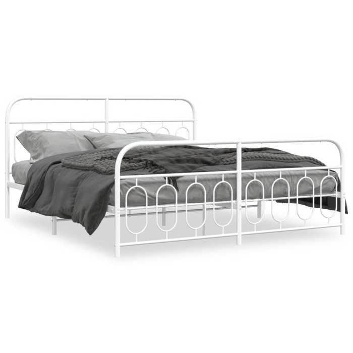 VidaXL Cadre de lit métal sans matelas et pied de lit blanc 183x213 cm 377189