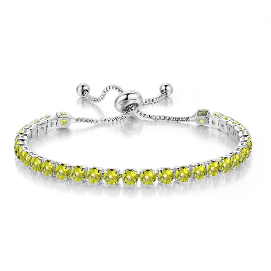 Adjustable 4MM Round Rainbow Zircon Tennis Bracelets for Women Men Fashion Silver Color Crystal Chain on Hand Trend Jewelry H133