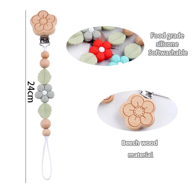 Adorable Flower-Shaped Pacifier Holder – Soft Silicone Baby Teether Chain, Cute Anti-Fall Nipple Clip for Toddlers
