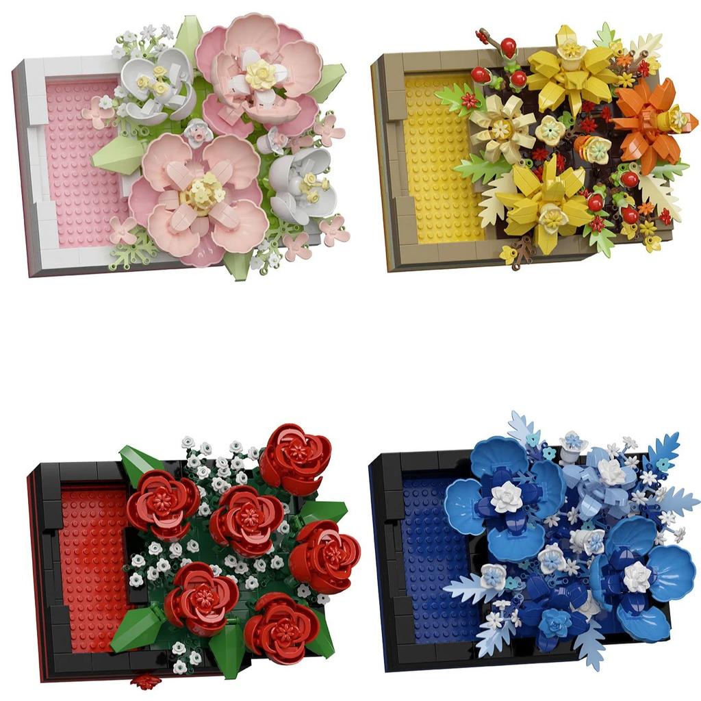 5 verschiedene Arten von Blumenkasten-Bausteinen, Spielzeug für immerblühende Blumen, DIY-Schreibtischdekoration, Geburtstagsgeschenk, Festtagsgeschenk