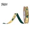 Shiny Printed Ribbon for Apple Wrapping Christmas Gold Foil Ribbon, Merry Decorative Fabric Gift Holiday Packing, Xmas Party Decorations Festive Wired