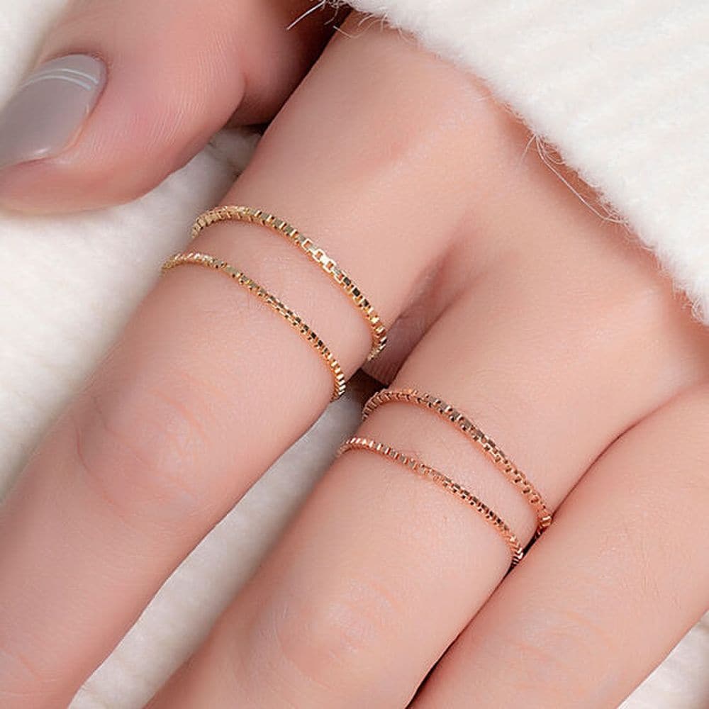 [Helenejw] 14K Box Chain Gold Ring Type A