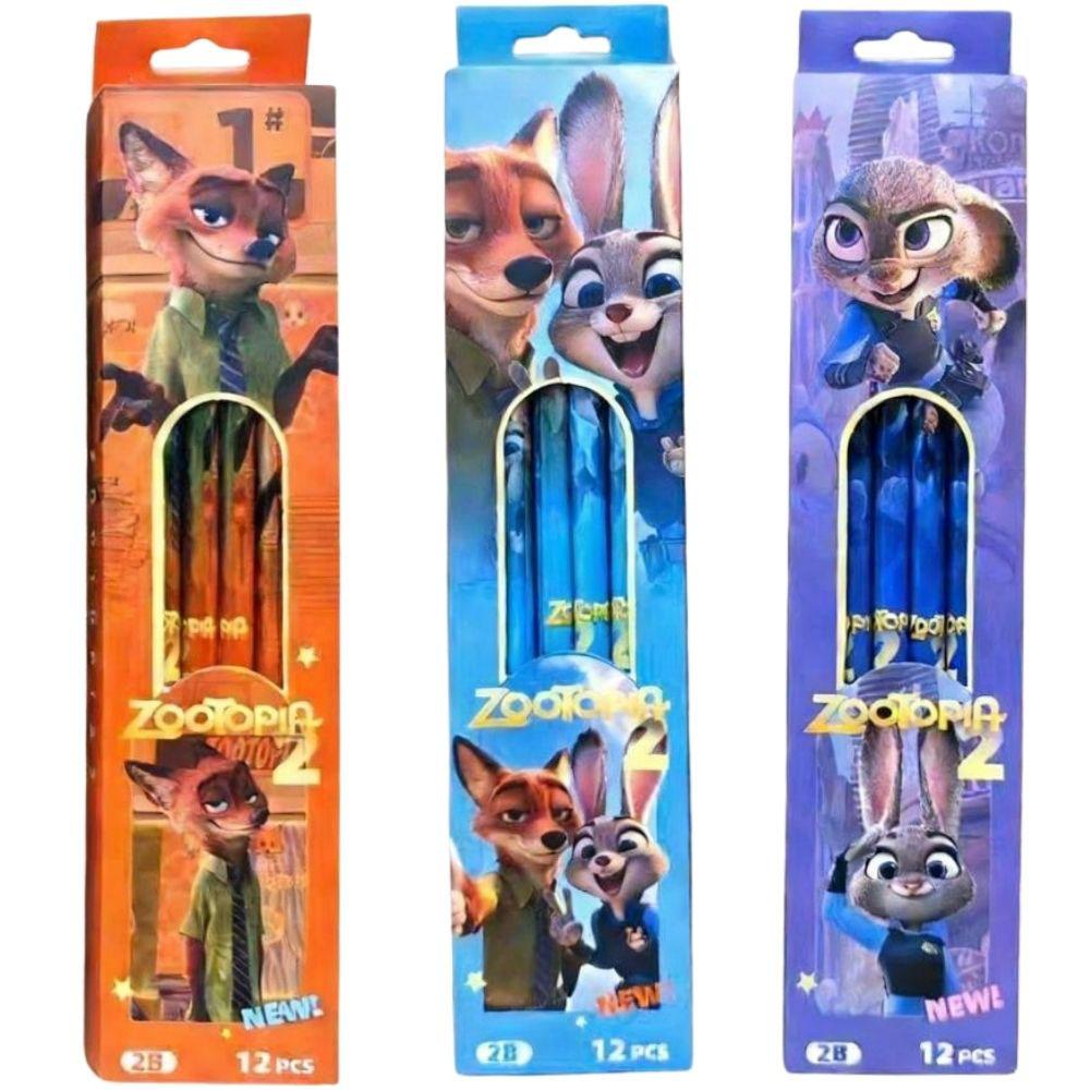 Zootopia 2 12-Pack 2B Pencils, Judy & Nick Cartoon Stationery, Back-To-School & Party Favor Gift