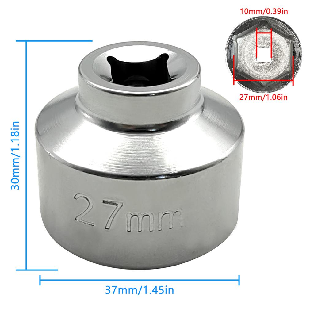 27mm Low Profile Oil Filter Wrench, 6-Point Socket Replacement