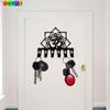Vintage Om Lotus Key Holder Wall Rack 6 Hooks Iron Entryway Yoga Meditation Gift