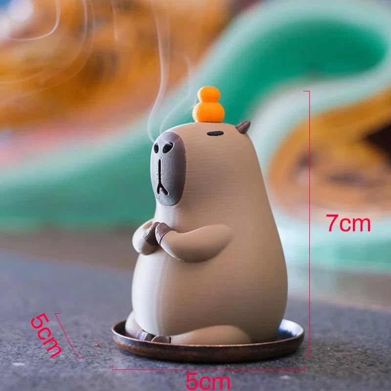 Meditation Incense Burner Capybara Mosquito Coil Holder with Tray Ornaments for Small Medium-sized Pan Incense, Home Decoration