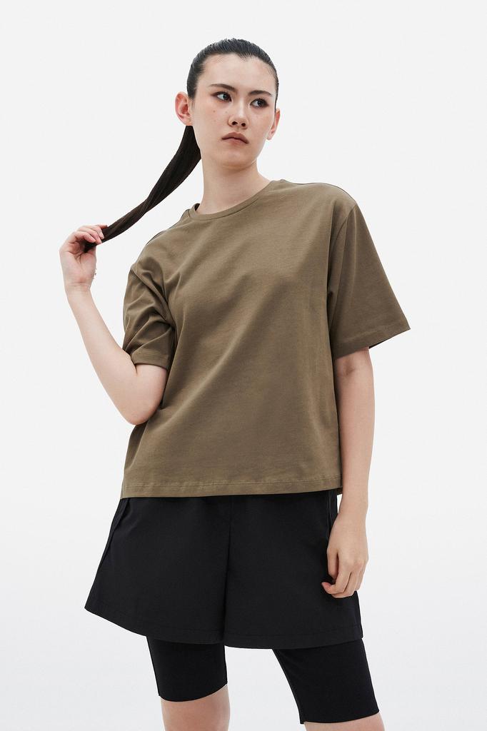 Jaa [Jaah] Cotton Color Block Short Sleeve T-Shirt_Beige