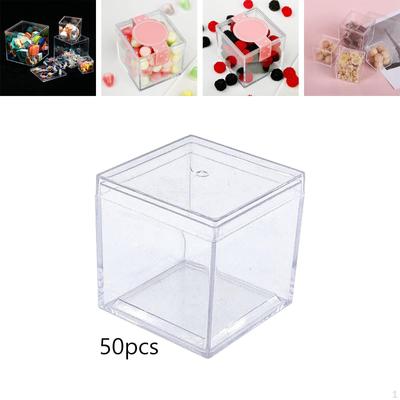 Organizador de vitrina de acrílico transparente de 50 piezas, 3,3 x 3,3 x 3,3 cm, para uso minorista, multiusos, para el hogar, a prueba de polvo