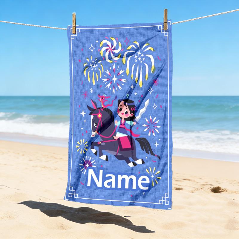 Custom Name Frozen Fantasy Stylish Digital Printing Beach Towel Quick‑Drying Absorbent Blanket for Beach Pool Gym Travel
