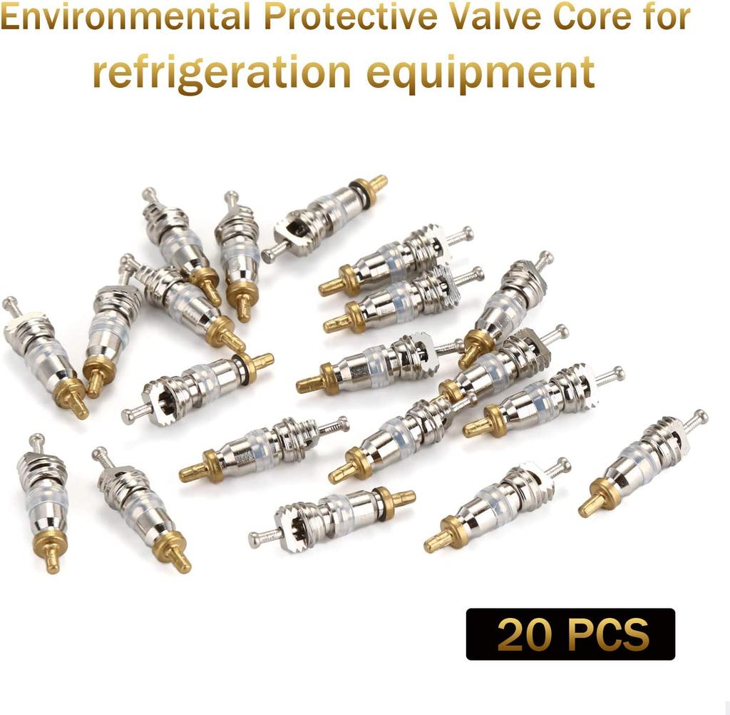 Valve Core Remover Installer Tool Kit with Dual Size 1/4 & 5/16 Port for with R22 R12 R407 R410 R404 R32 R600 HVAC System