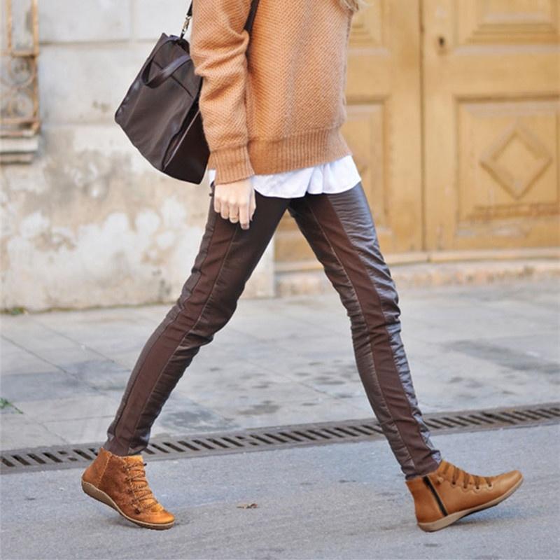 Buy Women's Medieval Vintage Leather Boots Braided Strap Flat Heel All