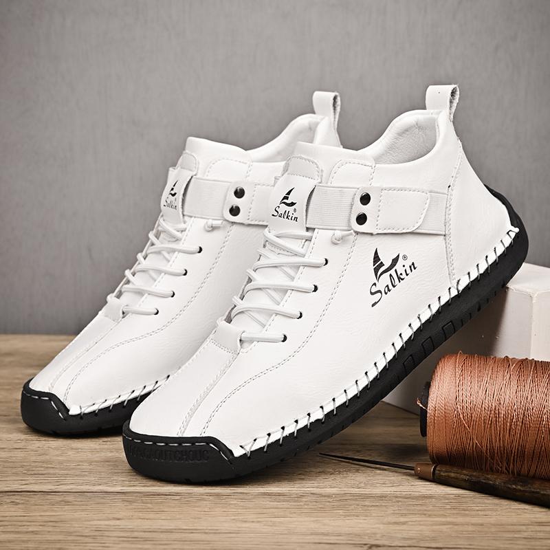 Handmade Leather Casual Men Shoes Design Sneakers Man Breathable Leather Shoes Men Ankle Boots Outdoor