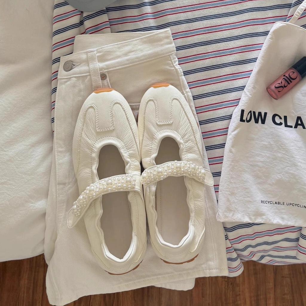 Lammfell-Version ~ Nischendesign, perlmuttfarbene Lederschuhe, weiße Damenschuhe, Plateau-Freizeitschuhe mit Klettverschluss, deutsche Trainingsschuhe, einzelne Schuhe