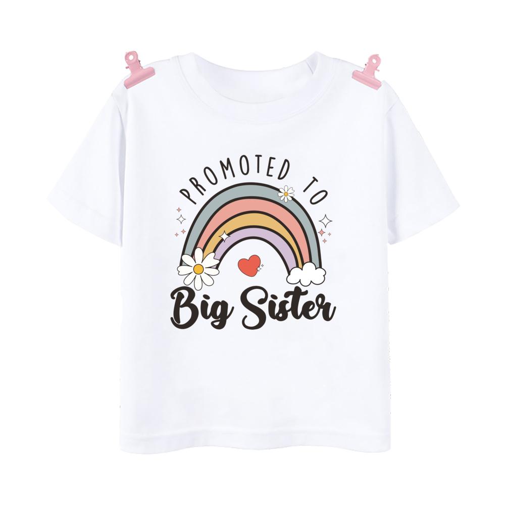 Summer Clothing Upgraded to Big Sister Printed Baby Announcement Shirt, Children's T-shirt, Kids' Short-sleeve Top