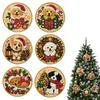 DIY Diamantmalerei Weihnachtsornamente 6 Stück Holz Runde Anhänger Harz Edelstein Feiertagsdekorations-Set