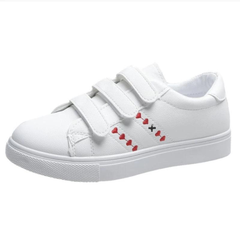Sko for kvinner Mote Hvit PU-lær Kvinners Sneakers Tenis Feminino Zapatos De Mujer Kvinners Casual Komfort Vulkaniserte Sko