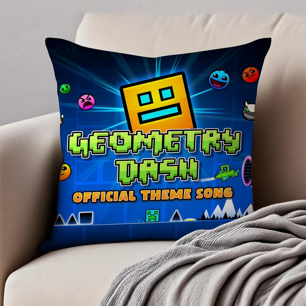 GGeometry DDash VVideo Cushion Cover Pillowcase Antidustmite Invisible Zipper Short Plush Sofa Cushion