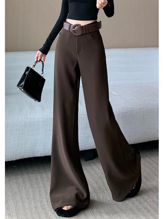 Milk Card Color Women's Wide-Leg Suit Pants, Slightly Flared, High Waist, Drapey, Floor-Length, 2026 Early Spring Fashion.