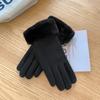 Gloves Women's Winter Warm Fleece Thickened Cute Riding Cold Wind Five-finger Touch Screen Plush Gloves