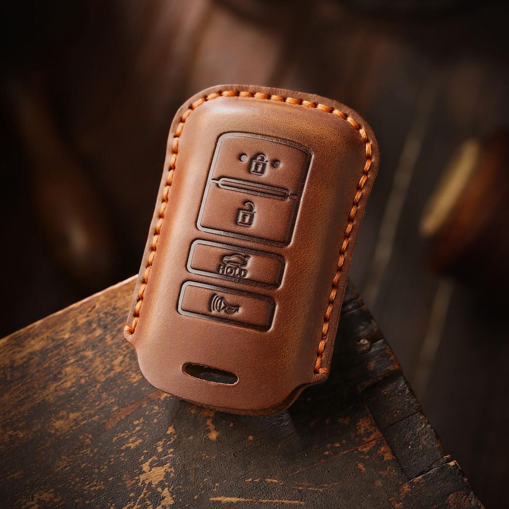 Retro Key Cover Is Suitable for Kia KIA Genuine Leather K9 Car Key Cover Bag, Pure Handmade Cowhide Protective Case Ring.