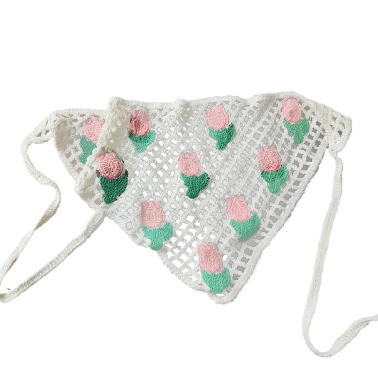 Knitted Floral Headscarf Hair Scarf Elegant Bandana Hairscarf Head Wrap