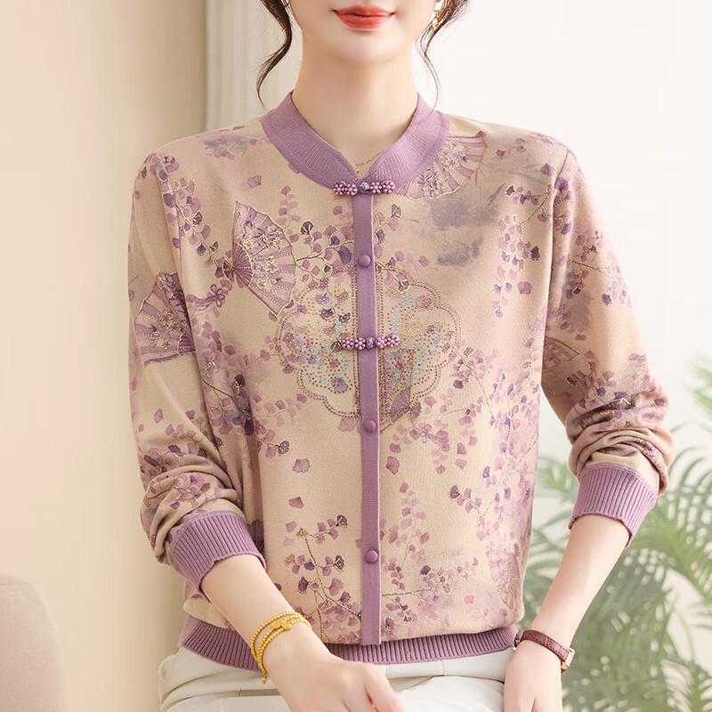 

Woodpecker 2025 New Fashion Women s Mid-Aged Spring/Autumn Knit Top 3XL