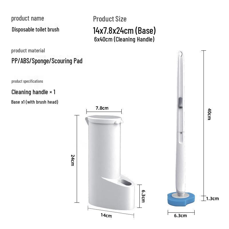 Wall-Mounted Disposable Toilet Brush with Replacement Heads for Home Use