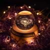 Mozalida Music Snow Moon Crystal Ambient Bedside LED USB Projection Stylish Wooden Home Wedding Graduation Soothing Projection Kimi wo Nosete Box,