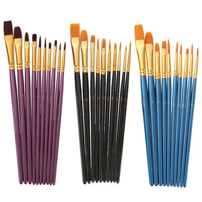10Pcs Watercolor Gouache Painting Brushes Soft Nylon Hair Pens Art Supplies