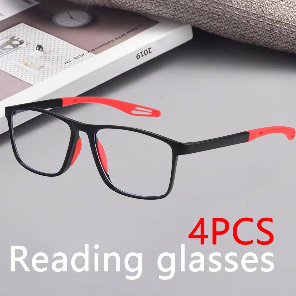 4pcs Sport Reading Glasses Ultralight Anti-blue Light Presbyopia Eyeglasses Men's Hyperopia Optical Eyewear Diopters To +3.0